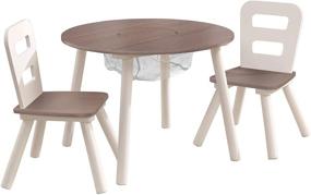 img 2 attached to 🏻 Gray Ash KidKraft Round Storage Table and 2 Chairs Set - Ideal Gift for Kids Ages 3-8