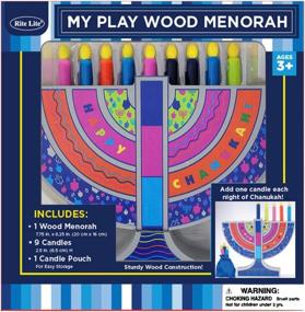 img 1 attached to Colorful Chanukah Menorah for Kids Hanukkah Gift - Rite Lite My Play Wooden Menorah with Detachable Wooden Candles