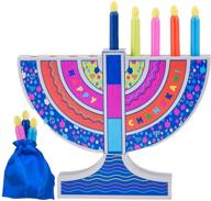 colorful chanukah menorah for kids hanukkah gift - rite lite my play wooden menorah with detachable wooden candles logo