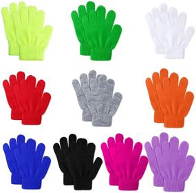 img 4 attached to 🧤 Stretchy Knitted Gloves for Girls - Hicdaw Girls' Accessories