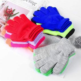 img 2 attached to 🧤 Stretchy Knitted Gloves for Girls - Hicdaw Girls' Accessories