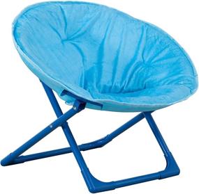 img 4 attached to 🌙 Solid Blue Kids Folding Moon Indoor Papasan Chair for Toddlers by Amazon Basics