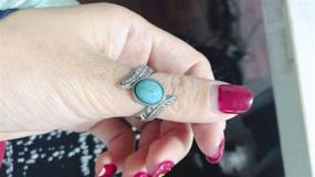 img 2 attached to 💍 Digital Baby 925 Sterling Silver Turquoise Feather Ring: A Magnificent Women's Jewelry for Proposal, Wedding, and Cocktail Parties, Available in Size 5-10