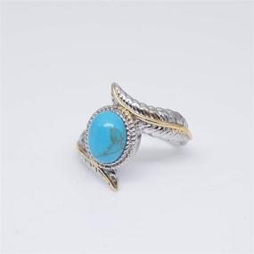 img 1 attached to 💍 Digital Baby 925 Sterling Silver Turquoise Feather Ring: A Magnificent Women's Jewelry for Proposal, Wedding, and Cocktail Parties, Available in Size 5-10