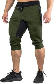 img 1 attached to 🩳 FASKUNOIE Men's Breathable Cotton Casual Shorts 3/4 Jogger Capri Pants with Three Pockets