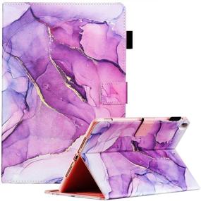 img 4 attached to CIAOYE iPad 10.2 inch Case 9th 8th 7th Gen (2021/2020/2019 Release), PU Leather Smart 📱 Wake/Sleep Cover Folio Stand Protective Case for New iPad 10.2 inch/Air 3 10.5 inch, Marble Purple