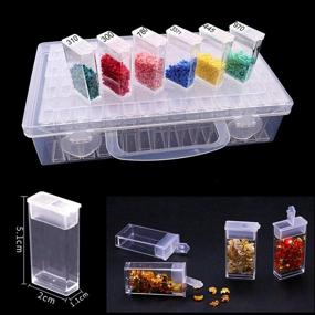 img 1 attached to 📦 Clear Plastic Jewelry Organizer Box with Adjustable Dividers - 64 Grid Container Storage for DIY 5D Diamond Painting Tools Kit, Art Embroidery Projects, Display Collection - Includes 72 Free Letter Stickers