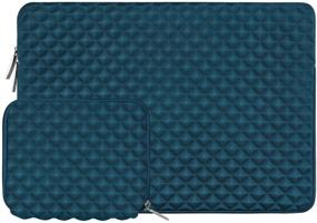 img 4 attached to MOSISO Laptop Sleeve for 13-13.3 inch MacBook Pro, MacBook Air, Notebook Computer - Diamond Foam Neoprene Bag with Small Case in Deep Teal