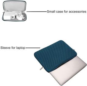 img 3 attached to MOSISO Laptop Sleeve for 13-13.3 inch MacBook Pro, MacBook Air, Notebook Computer - Diamond Foam Neoprene Bag with Small Case in Deep Teal