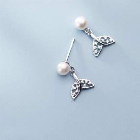 img 1 attached to 🧜 Cute Mermaid Tail Pearl Stud Earrings – Sterling Silver Jewelry for Women Girls, CZ Crystal Wedding Studs, Hypoallergenic Fashion Accessories, Perfect Gifts for Bridesmaids