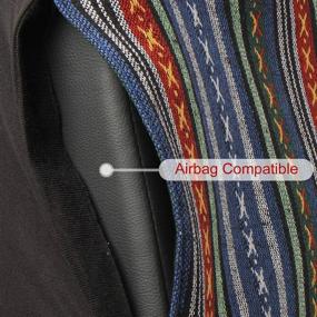 img 2 attached to 🚗 Baja Blanket Front Seat Covers Copap - Multi-Color Stripe Cross Pattern Boho Style 4pc with Seat-Belt Pad, Universal Fit for Car, SUV, Truck