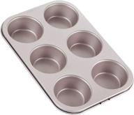 🧁 chefmade muffin cake pan - 6-cavity non-stick cupcake pan for oven baking, champagne gold finish logo