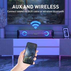 img 3 attached to 🔊 Улучшите свой аудиоопыт с компьютерными колонками Bluetooth Sound Bar - беспроводным/проводным AUX HiFi стерео мини-сабвуфером RGB игровым звуковым панелям для мониторов/планшетов/настольных компьютеров/ноутбуков/ПК