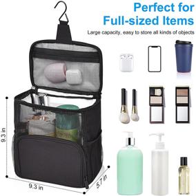 img 2 attached to 🚿 Conliga Portable Shower Caddy: Upgraded, Full Size Bottle Compatible Hanging Toiletry Bag for Large Capacity and Water-Resistant Easy Dry