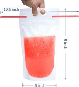 img 1 attached to 100pcs FillBo Reusable Handheld Clear Drink Pouches with Double-Zipper, including 100pcs Straws & Collapsible Silicone Funnel, Perfect for Adults and Kids - Smoothie Bags