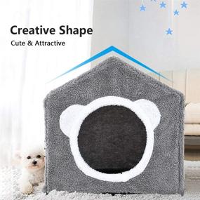 img 1 attached to Indoor Cat Houses - Covered Cat Bed Cave for Small Pets, Kittens, Puppies, Rabbits - Removable & Washable Cushion & Cover - Cat Condo