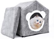 indoor cat houses - covered cat bed cave for small pets, kittens, puppies, rabbits - removable & washable cushion & cover - cat condo logo