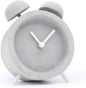 img 4 attached to ⏰ Driini Concrete Twin Bell Desk and Table Clock - Silent Sweep Movement for Guest Room, Bathroom, Living Room or Office