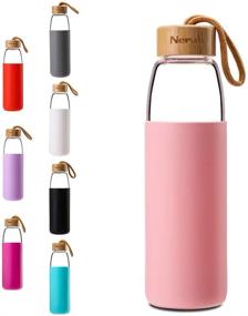 img 4 attached to 🌿 NERUB 18 to 22 OZ BPA-Free Borosilicate Thick Glass Water Bottle with Bamboo Lid: Dishwasher Safe & Eco-Friendly