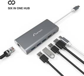 img 3 attached to 🔌 Panon USB C Hub - 6-in-1 Adapter with Type C Power Delivery, HDMI, Ethernet, USB 3.0 Ports - 2018 Upgraded Portable Type C Hub for Mac Book Pro and Type C Devices