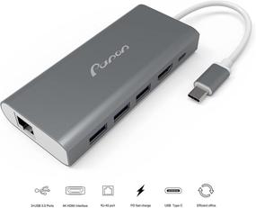 img 4 attached to 🔌 Panon USB C Hub - 6-in-1 Adapter with Type C Power Delivery, HDMI, Ethernet, USB 3.0 Ports - 2018 Upgraded Portable Type C Hub for Mac Book Pro and Type C Devices