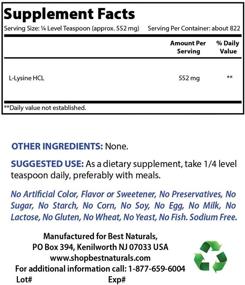 img 3 attached to Premium 100% Pure Lysine Powder - Best Naturals, 1 lb
