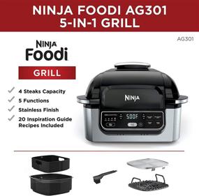 img 3 attached to NINJA Foodi AG301 4-qt. 5-in-1 Air Fryer Indoor Electric Grill, 10x10 Black and Silver (Renewed)