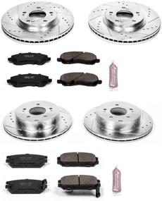 img 1 attached to Улучшенный комплект тормозов - Power Stop K2809 с тормозными накладками из углеродного волокна Z23 и сверлеными и нарезанными тормозными дисками для передних и задних колесных тормозов.