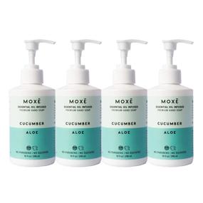 img 4 attached to MOXĒ Liquid Hand Soap Cucumber & Aloe Vera - 🥒 Moisturizing, Non-Irritating, Coconut Oil & Aloe Vera, 4 Pack (10 oz Each)