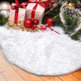 img 4 attached to 🎄 DegGod Christmas Tree Plush Skirts: 36 inches White Long-Haired Faux Fur Mat for Holiday Decorations