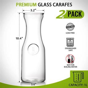 img 3 attached to Premium Set of 2 Glass Carafes with Lids - Ideal for Mimosa Bar, Brunch, Cold Water, Wine, Iced Tea, and Lemonade! Includes 2 Wooden Chalkboard Tags