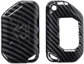 img 4 attached to 🔑 CheroCar Key Fob Cover Skin Case Protection for Jeep Wrangler JL JLU 2018-2020, Gladiator 2020, Key Replacement Accessories, Carbon Fiber, 2pcs/set