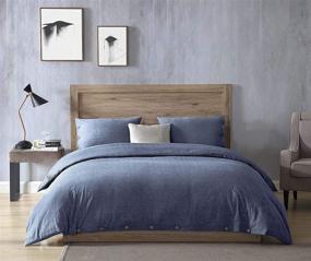 img 4 attached to 🛏️ EXQ Home Cotton Denim Blue Full Queen Duvet Cover Set: Super Soft Vintage Comforter Cover with Button Closure - Breathable 3-Piece Size