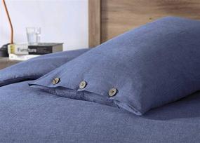 img 1 attached to 🛏️ EXQ Home Cotton Denim Blue Full Queen Duvet Cover Set: Super Soft Vintage Comforter Cover with Button Closure - Breathable 3-Piece Size