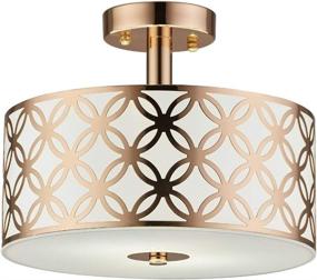 img 4 attached to 💡 COTULIN Modern Gold Semi Flush Mount Ceiling Light: Stylish Steel and Glass Fixture for Dining, Hallway, Living Room, Bedroom