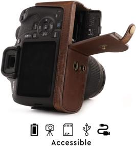 img 1 attached to MegaGear Dark Brown Leather Camera Case for Canon EOS Rebel T7 (18-55mm) & 2000D (18-55mm) - Ever Ready