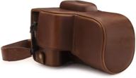 кожаный футляр megagear темно-коричневого цвета для камеры canon eos rebel t7 (18-55 мм) и 2000d (18-55 мм) - готов к использованию логотип