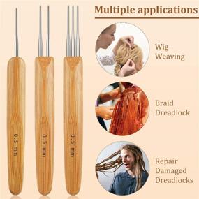img 1 attached to 🧶 Dreadlock Crochet Hook Set: 12-Piece Kit with Bamboo Handle – Perfect for Braid Craft and Hair Interlocking
