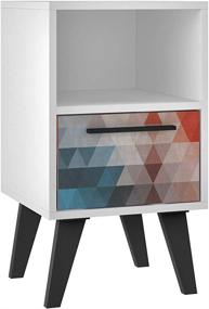 img 4 attached to 🌈 Modern 1 Drawer Bedroom Nightstand - Manhattan Comfort Amsterdam, Multi-color Red/Blue