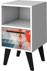 img 1 attached to 🌈 Modern 1 Drawer Bedroom Nightstand - Manhattan Comfort Amsterdam, Multi-color Red/Blue