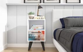 img 3 attached to 🌈 Modern 1 Drawer Bedroom Nightstand - Manhattan Comfort Amsterdam, Multi-color Red/Blue