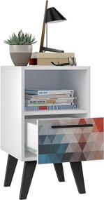 img 2 attached to 🌈 Modern 1 Drawer Bedroom Nightstand - Manhattan Comfort Amsterdam, Multi-color Red/Blue