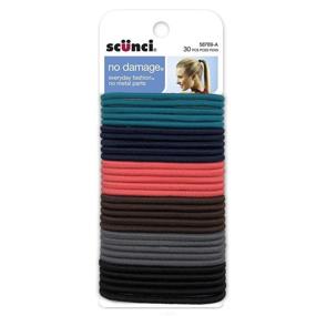 img 4 attached to 🌈 Assorted Colors 30-Count Scunci No-Damage Nylon Elastic Hairbands with Stretch Technology