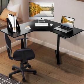 img 3 attached to 💻 ERGOSOFT L-Shaped Dual Motor Electric Height Adjustable Standing Desk, 48-inch Computer Corner Desk, Home Gaming Desk, Office Writing Workstation, Black