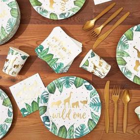 img 2 attached to Safari Themed Birthday Party Supplies, 🦁 Complete Dinnerware Set (144 Pieces, Serves 24)