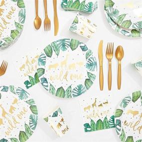 img 3 attached to Safari Themed Birthday Party Supplies, 🦁 Complete Dinnerware Set (144 Pieces, Serves 24)