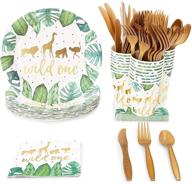 safari themed birthday party supplies, 🦁 complete dinnerware set (144 pieces, serves 24) logo