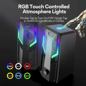 img 2 attached to 🎮 SUDOTACK Gaming Computer Speakers: USB-Powered 10W Stereo Multimedia with RGB Backlit, 5 LED Modes, 3.5mm Jack - Ideal for Desktops, Laptops, Monitors, Projectors, and TVs