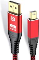 🔴 6.6ft mini displayport to displayport cable - sweguard mini dp to dp cable for macbook air/pro, surface pro/dock, monitor, projector (red) logo