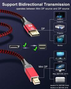 img 3 attached to 🔴 6.6ft Mini DisplayPort to DisplayPort Cable - Sweguard Mini DP to DP Cable for MacBook Air/Pro, Surface Pro/Dock, Monitor, Projector (Red)